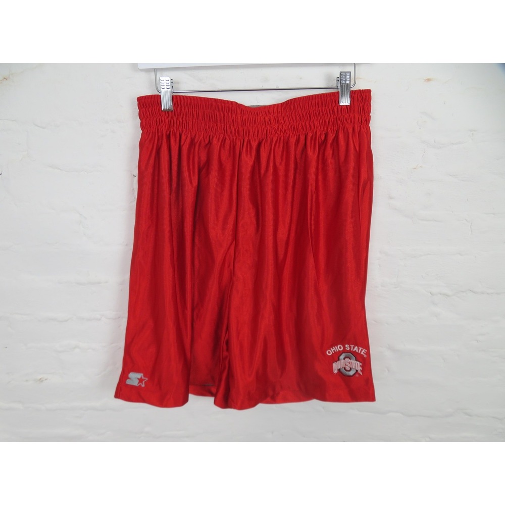 Vintage Ohio State Buckeyes Shorts Mens Medium Red Starter Shiny Dazzle Football